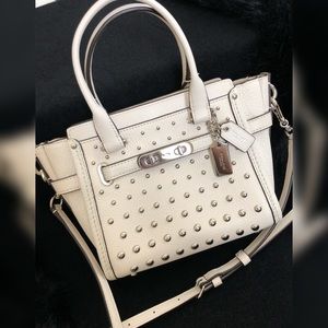Coach Ivory Ombre Rivets Leather Swagger 21